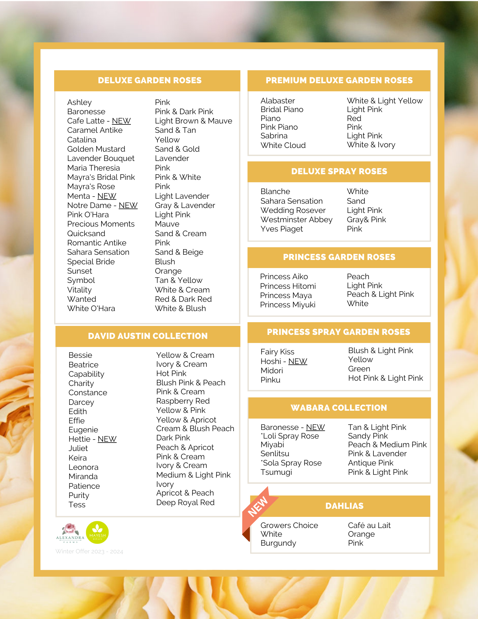 Alexandra Farms Standing Order 2023